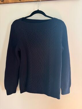 Tommy Hilfiger Blue Cable Knit Scoop-Neck Sweater